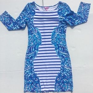Lilly Pulitzer Blue and White Floral Shift Dress